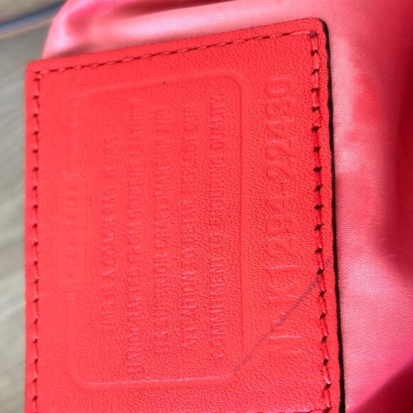 Coach 22430 Poppy Vermillion Shoulder Tote Bag Sun Orange Leather with Tan Trim - Picture 10 of 10